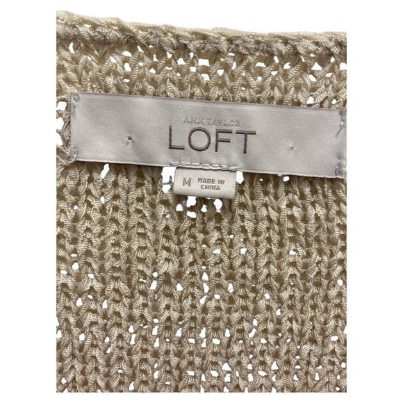 LOFT Red and Tan V-Neck Sweater with Stripes - Picture 4 of 4